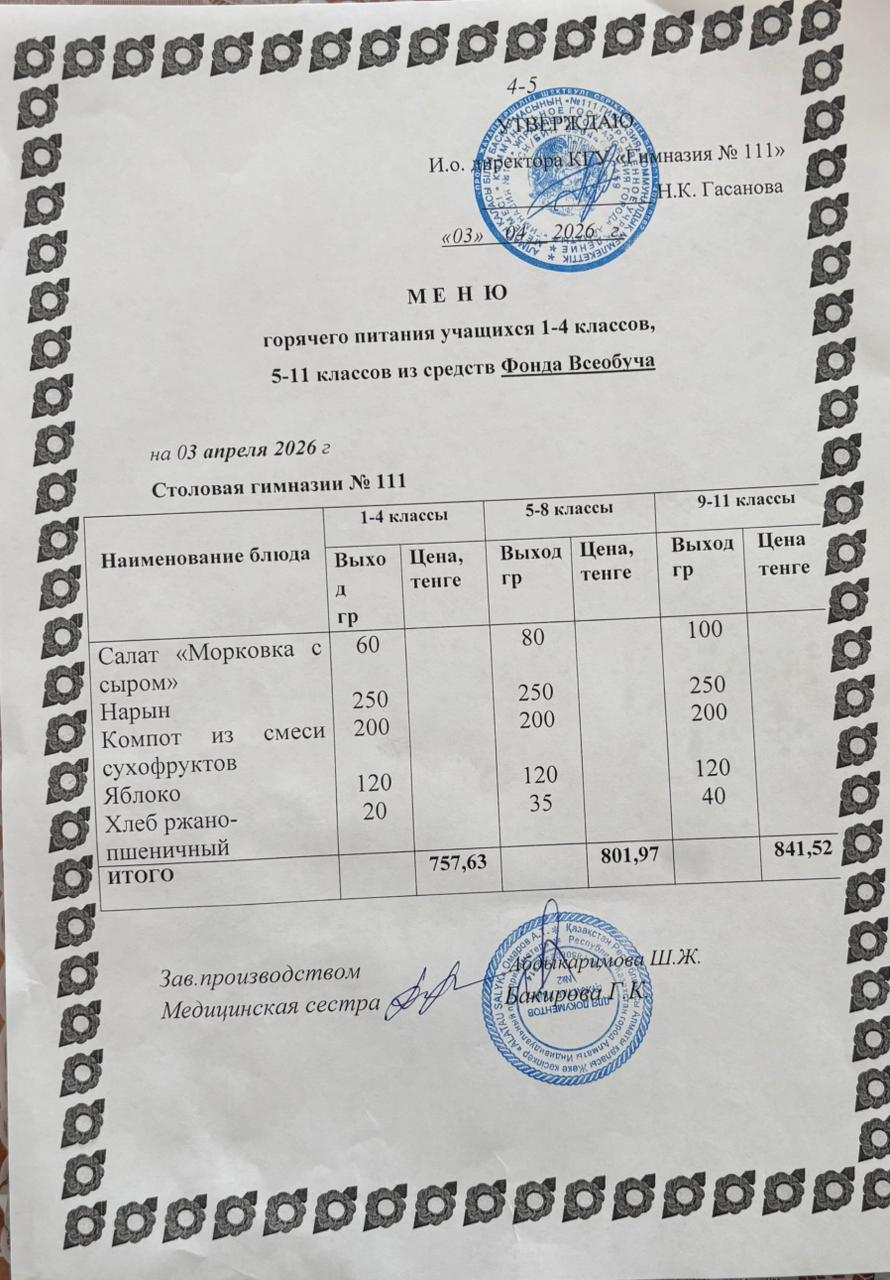 Меню на 03.04.2026