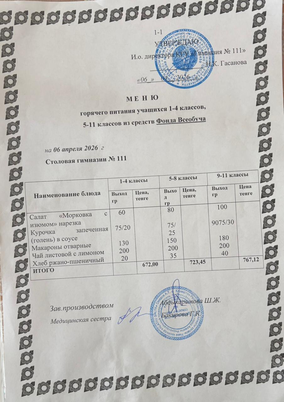 Меню на 06.04.2026